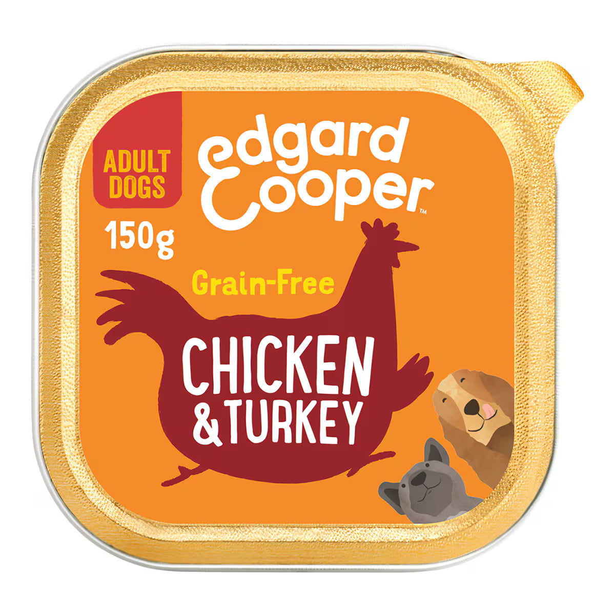Comida húmeda para perros adultos Edgard & Cooper paté grain free pollo y pavo 150g