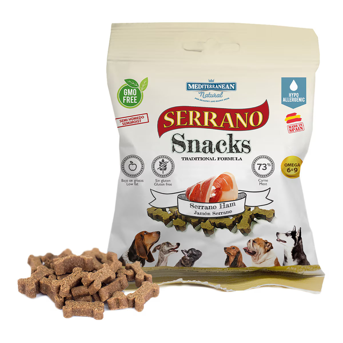 Snack para perros adultos Mediterranean Natural Serrano jamón serrano 85 g