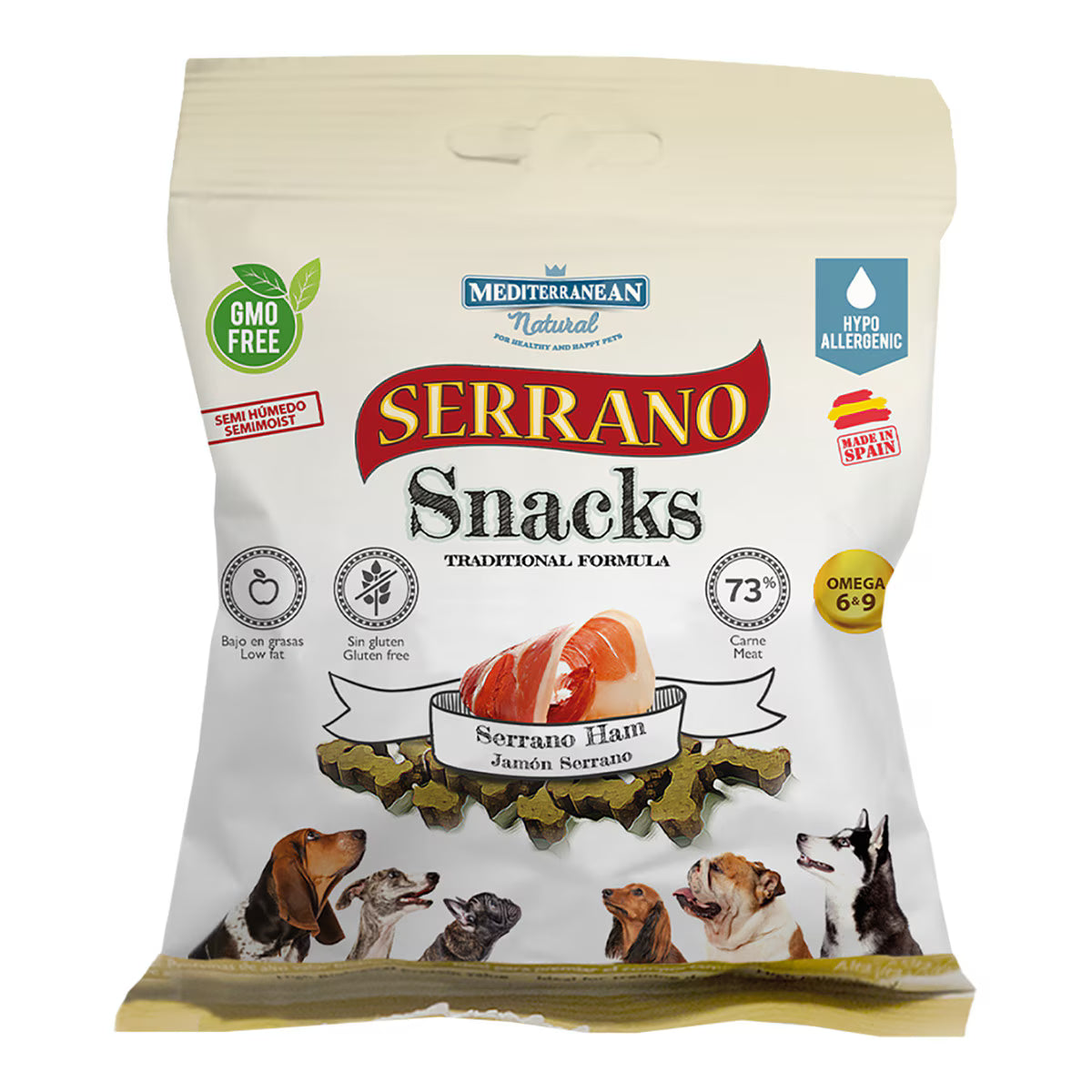 Snack para perros adultos Mediterranean Natural Serrano jamón serrano 85 g