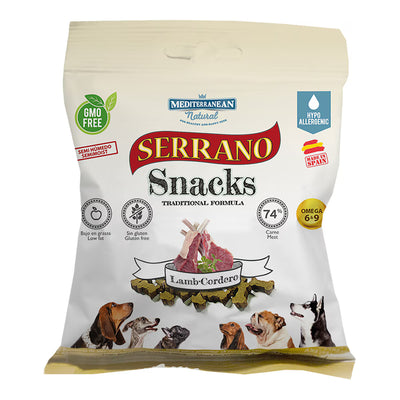 Snack para perros adultos Mediterranean Natural Serrano cordero 85 g