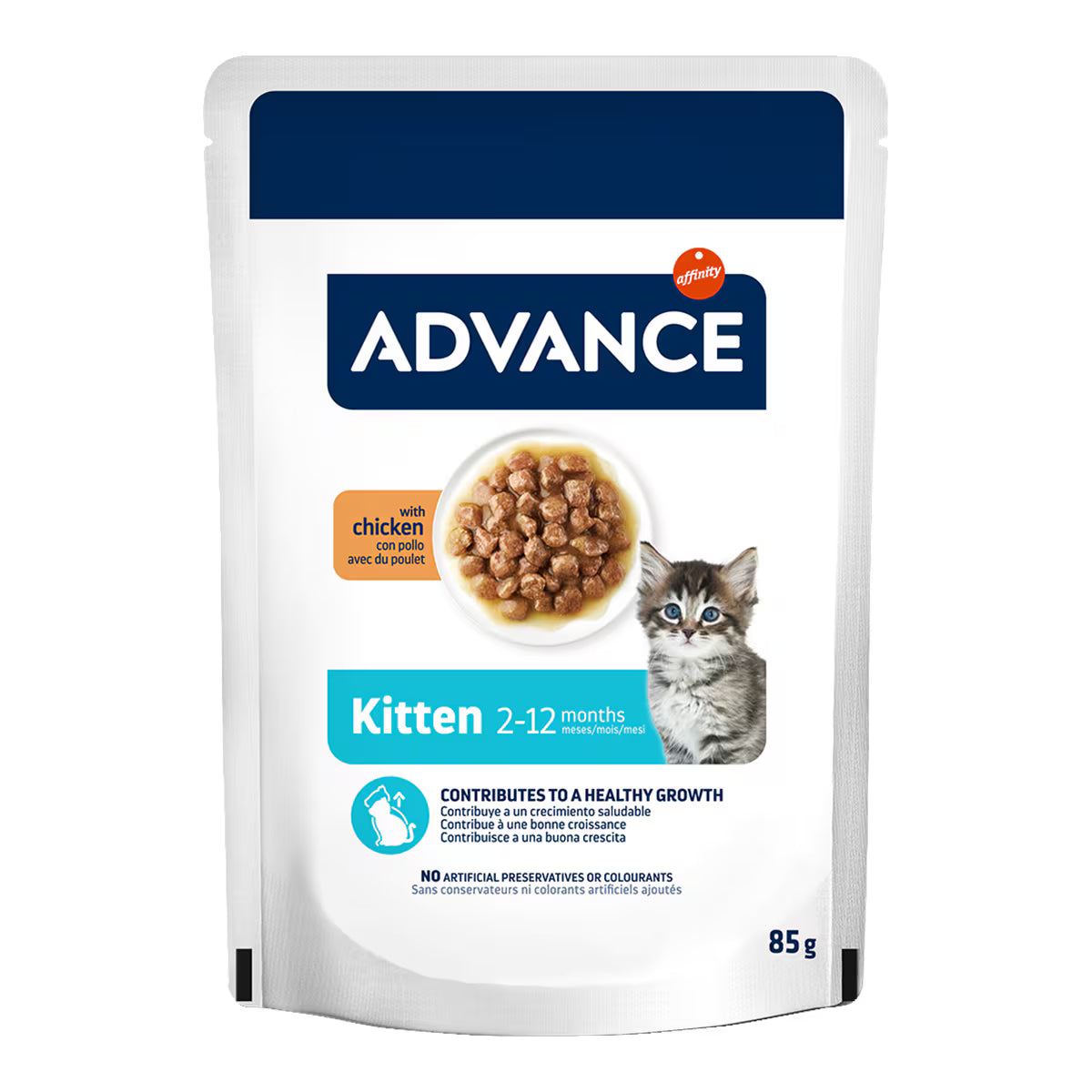 Comida húmeda para gatos cachorro Advance pollo en salsa 85g