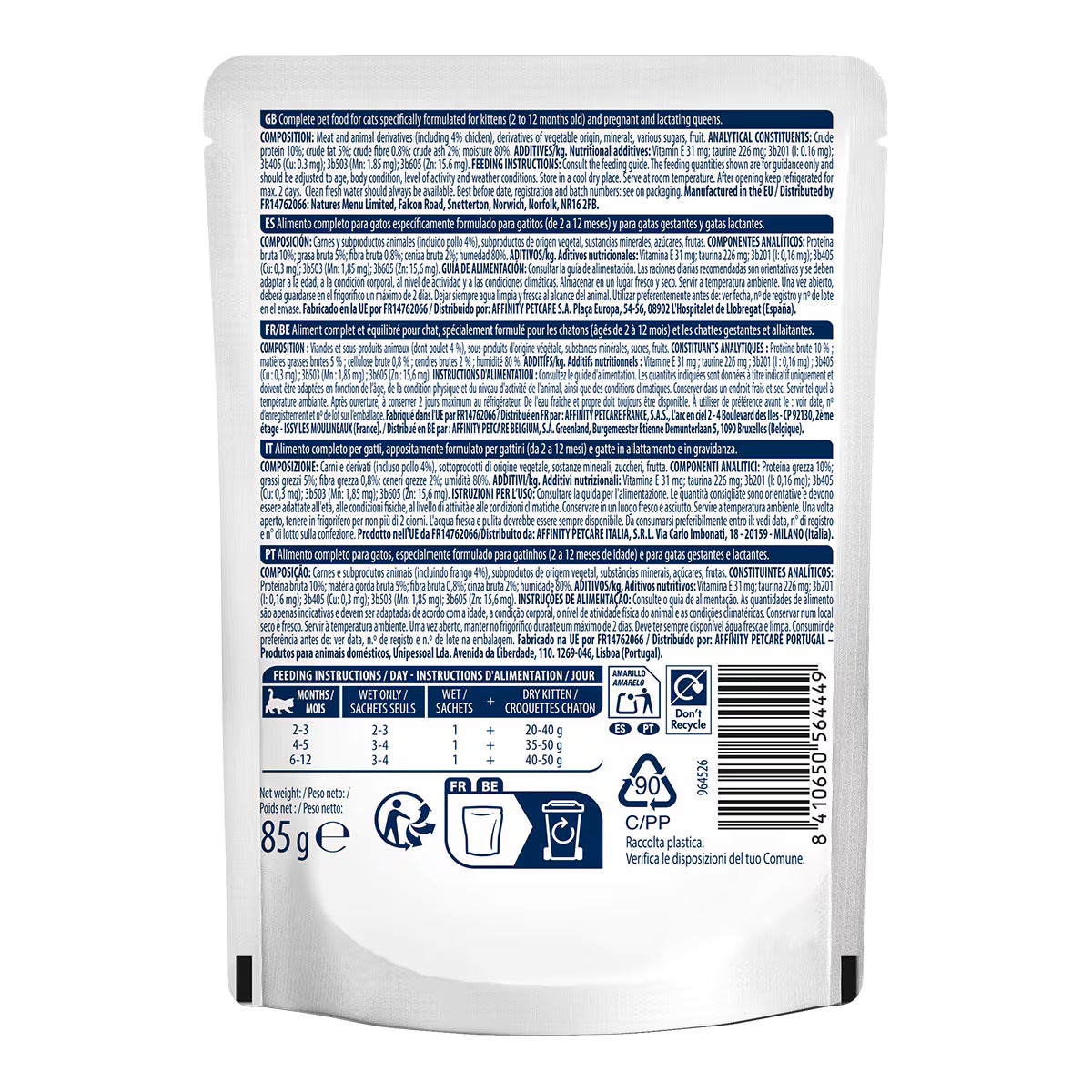 Comida húmeda para gatos cachorro Advance pollo en salsa 85g